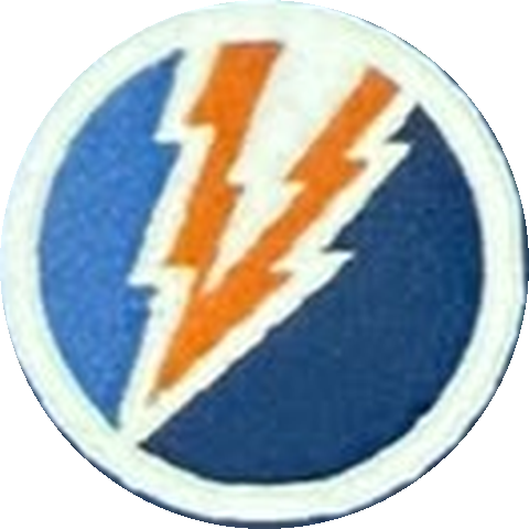 Logo : éclair orange dans un cercle bleu